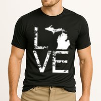 Michigan Love Mi State Home Pride Map Distressed Cooling Performance Crew T-Shirt