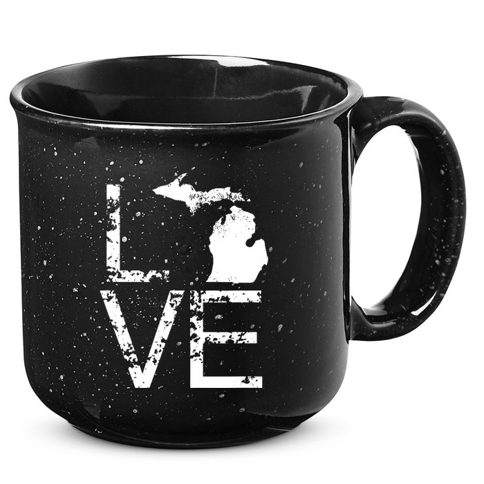Michigan Love Mi State Home Pride Map Distressed 15oz Campfire Ceramic Mug