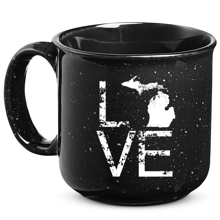 Michigan Love Mi State Home Pride Map Distressed 15oz Campfire Ceramic Mug