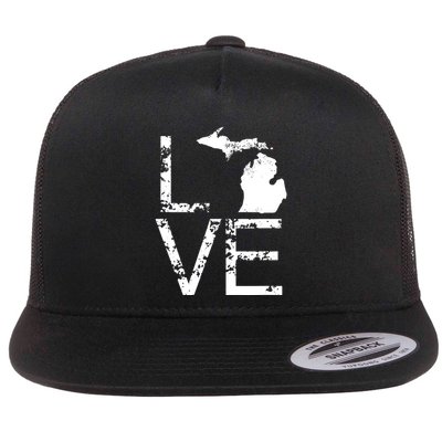 Michigan Love Mi State Home Pride Map Distressed Flatbill Hat