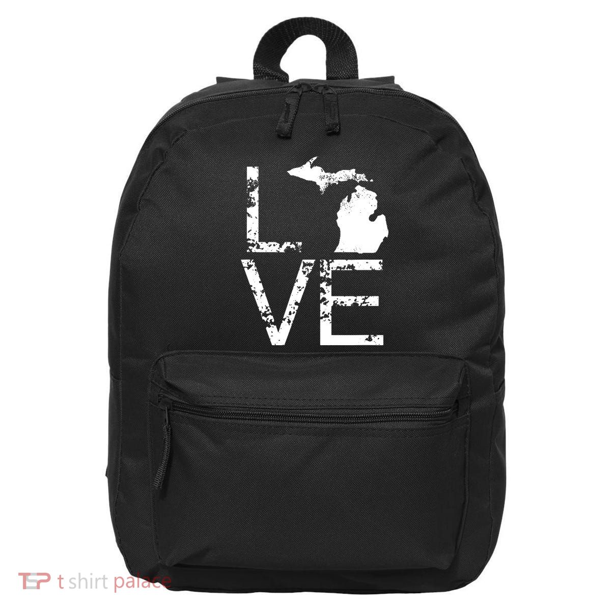 Michigan Love Mi State Home Pride Map Distressed 16 in Basic Backpack