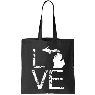 Michigan Love Mi State Home Pride Map Distressed Bag