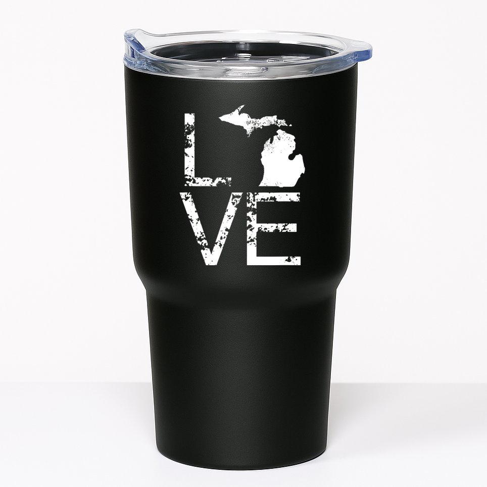 Michigan Love Mi State Home Pride Map Distressed Tumbler