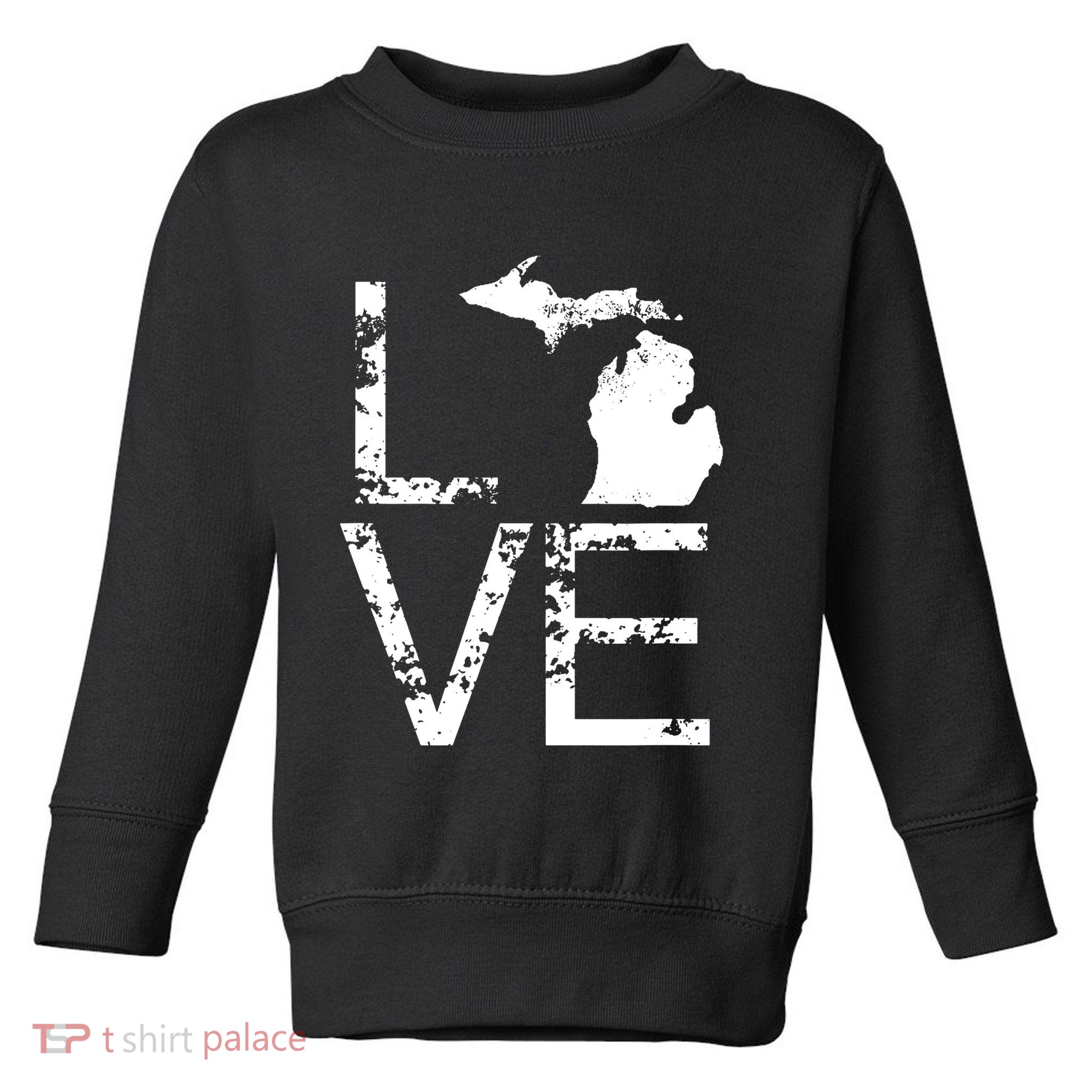Michigan Love Mi State Home Pride Map Distressed Toddler Sweatshirt