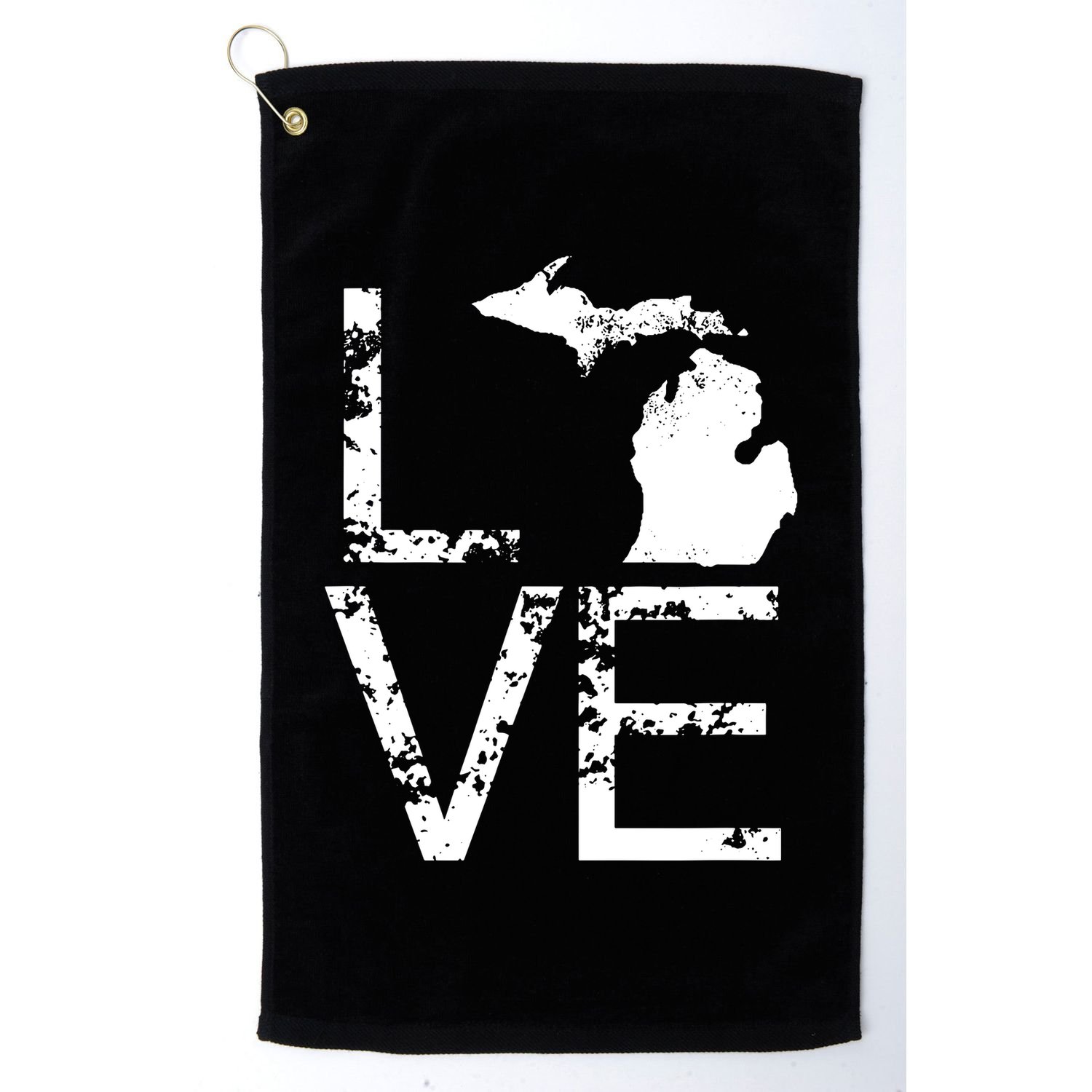 Michigan Love Mi State Home Pride Map Distressed Golf Towel