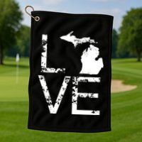 Michigan Love Mi State Home Pride Map Distressed Golf Towel
