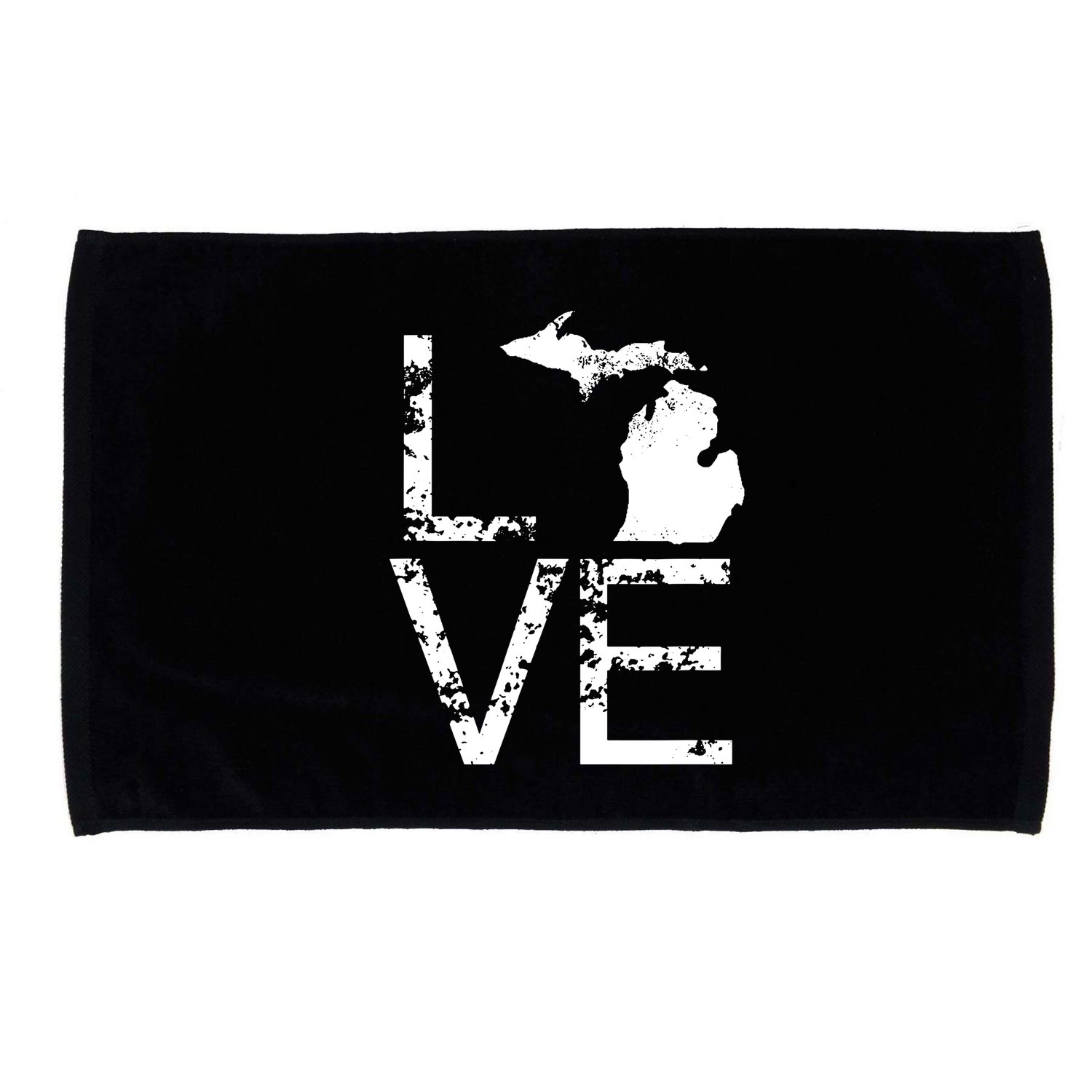 Michigan Love Mi State Home Pride Map Distressed Microfiber Hand Towel