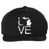 Michigan Love Mi State Home Pride Map Distressed Wool Snapback Cap