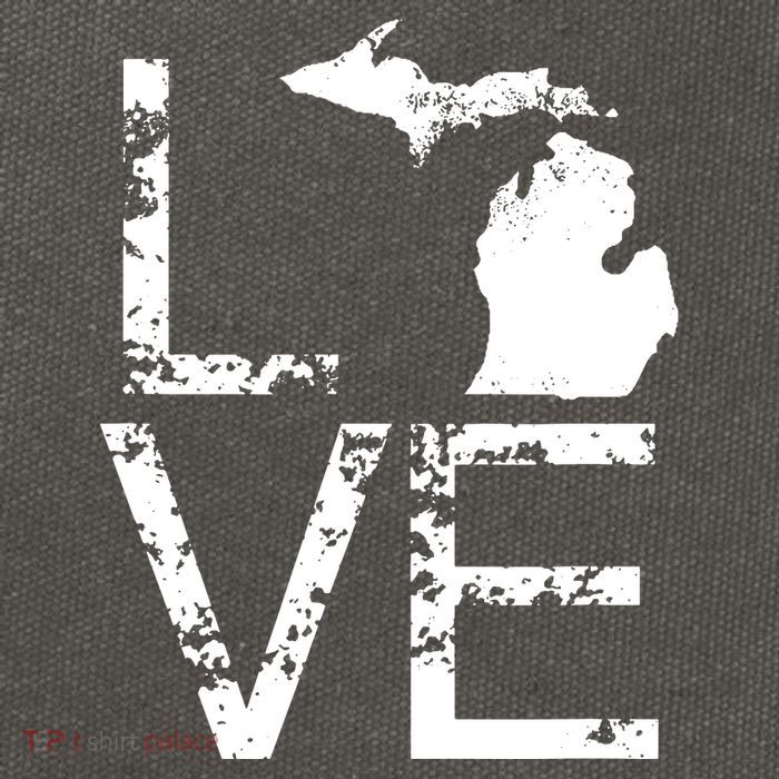 Michigan Love Mi State Home Pride Map Distressed Cotton Canvas Backpack