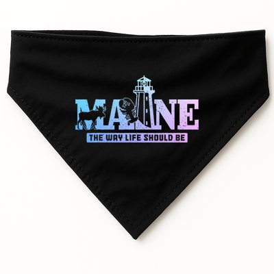 Maine Lighthouse Moose Lobster Pride Vintage Souvenir USA-Made Doggie Bandana