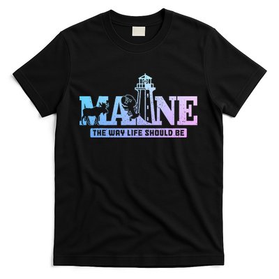 Maine Lighthouse Moose Lobster Pride Vintage Souvenir T-Shirt