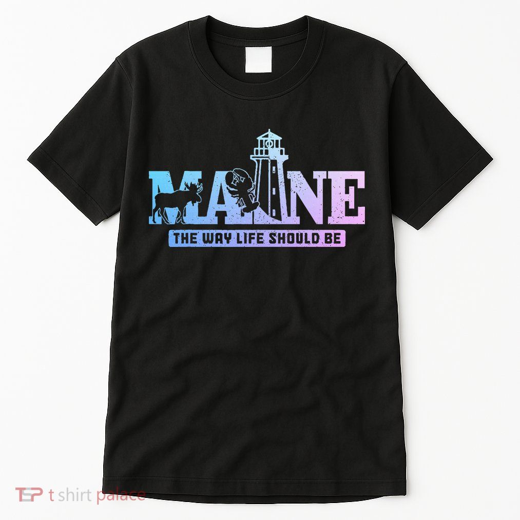 Maine Lighthouse Moose Lobster Pride Vintage Souvenir Tall T-Shirt
