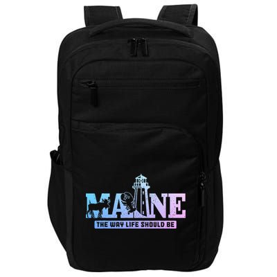 Maine Lighthouse Moose Lobster Pride Vintage Souvenir Impact Tech Backpack