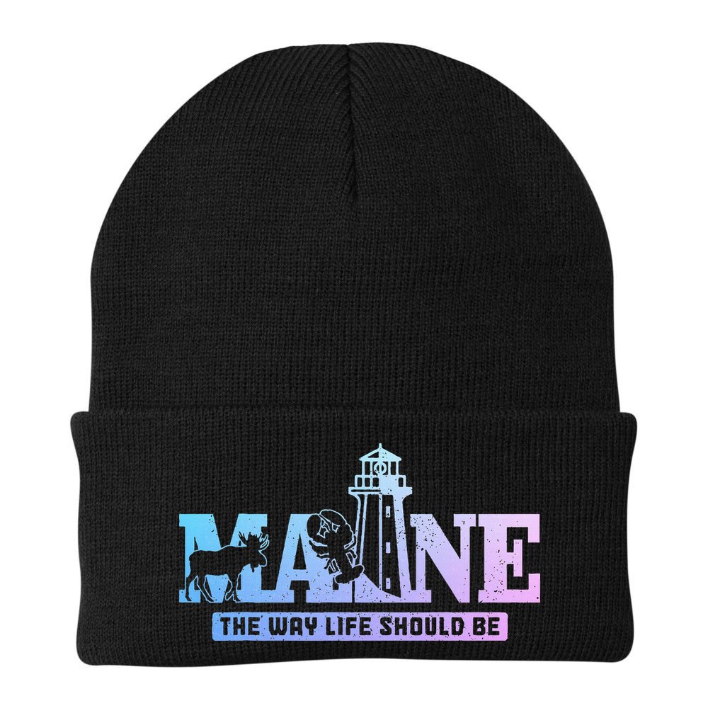 Maine Lighthouse Moose Lobster Pride Vintage Souvenir Beanie