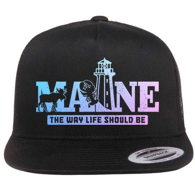 Maine Lighthouse Moose Lobster Pride Vintage Souvenir Flatbill Hat