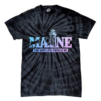 Maine Lighthouse Moose Lobster Pride Vintage Souvenir Tie-Dye T-Shirt