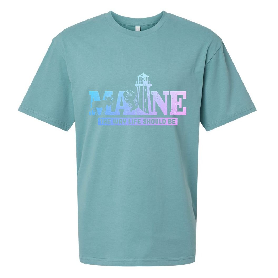 Maine Lighthouse Moose Lobster Pride Vintage Souvenir Sueded Cloud Jersey T-Shirt