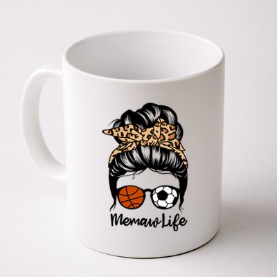 Memaw Life Messy Bun Hair Funny Volleyball Basketball Memaw Gift Coffee Mug