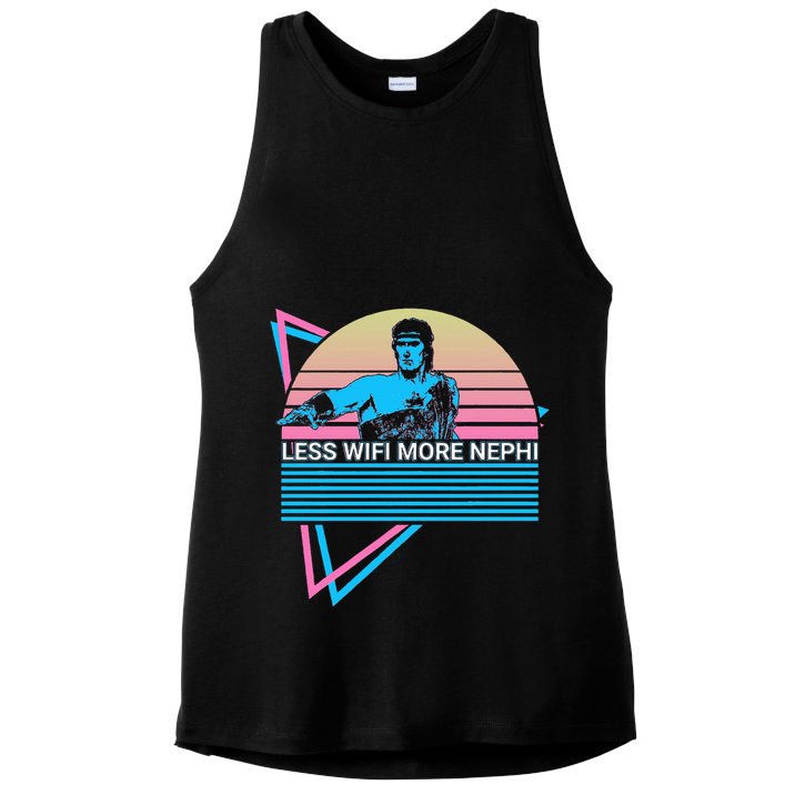 Mormon Lds Missionary Less Wifi More Nephi Ladies PosiCharge Tri-Blend Wicking Tank