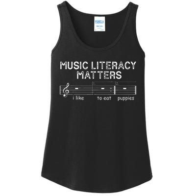 Music Literacy Matters I Like To Eat Puppies Ladies Essential Tank