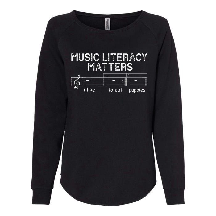 Music Literacy Matters I Like To Eat Puppies Womens California Wash Sweatshirt