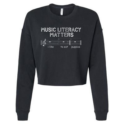 Music Literacy Matters I Like To Eat Puppies Cropped Pullover Crew