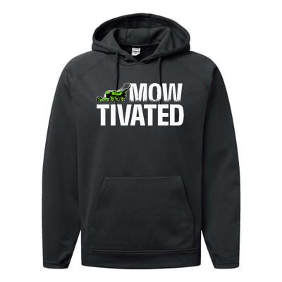 Mowtivated Lawn Mower Landscaping Gardener Performance Fleece Hoodie