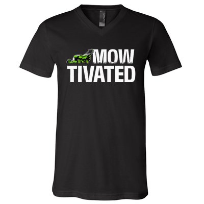 Mowtivated Lawn Mower Landscaping Gardener V-Neck T-Shirt