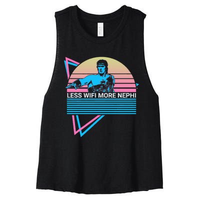 Mormon Lds Missionary Less Wifi More Nephi Women's Racerback Cropped Tank