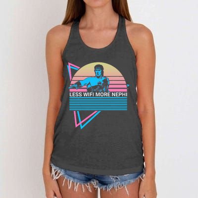 Mormon Lds Missionary Less Wifi More Nephi Women's Knotted Racerback Tank