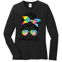 Mom Life Messy Hair Bun Tie Dye  Mother'S Day Funny Ladies Long Sleeve Shirt