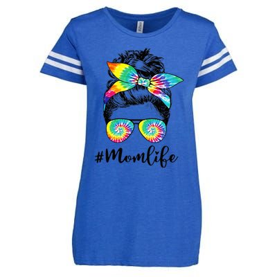 Mom Life Messy Hair Bun Tie Dye  Mother'S Day Funny Enza Ladies Jersey Football T-Shirt