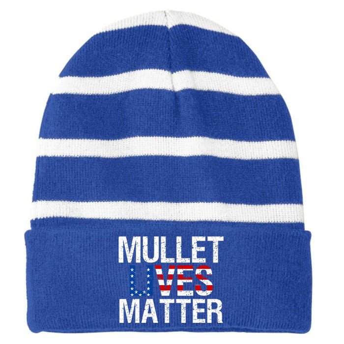 Mullet Lives Matter Gift Funny Hairstyle Gift Meaningful Gift Striped Beanie with Solid Band