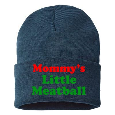 Mommys Little Meatball Funny Italian Joke Sustainable Knit Beanie