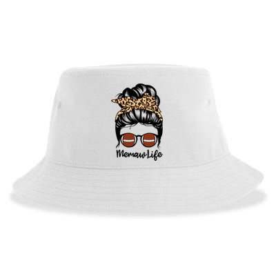 Memaw Life Messy Bun Hair Funny Football Memaw Cute Gift Sustainable Bucket Hat