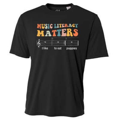 Music Literacy Matters I Like To Eat Puppies Cooling Performance Crew T-Shirt