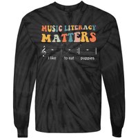 Music Literacy Matters I Like To Eat Puppies Tie-Dye Long Sleeve Shirt