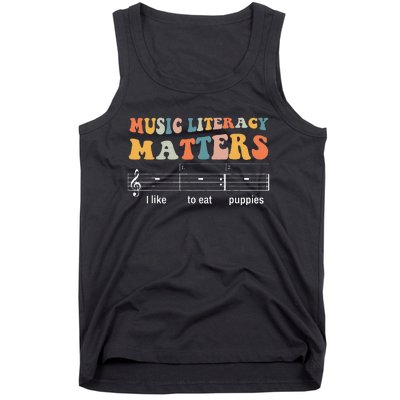 Music Literacy Matters I Like To Eat Puppies Tank Top