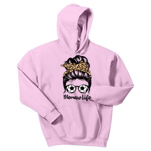 Memaw Life Messy Bun Hair Funny Soccer Memaw Gift Kids Hoodie