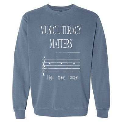 Music Literacy Matters Funny Joke Read Repeat Music Teachers Garment-Dyed Sweatshirt