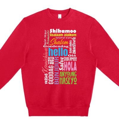 Multiple Language Multilingual Linguist Linguistics Polyglot Premium Crewneck Sweatshirt