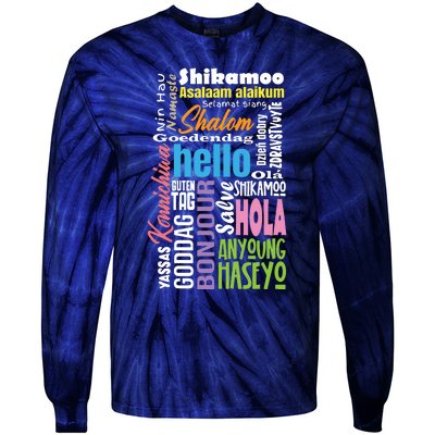 Multiple Language Multilingual Linguist Linguistics Polyglot Tie-Dye Long Sleeve Shirt