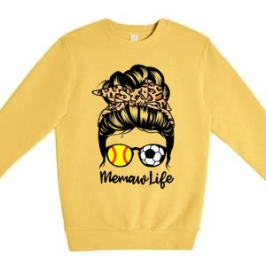 Memaw Life Messy Bun Hair Soccer Softball Memaw Gift Premium Crewneck Sweatshirt