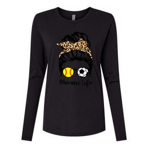 Memaw Life Messy Bun Hair Soccer Softball Memaw Gift Womens Cotton Relaxed Long Sleeve T-Shirt