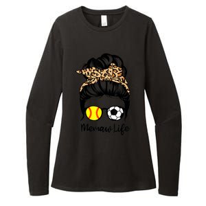 Memaw Life Messy Bun Hair Soccer Softball Memaw Gift Womens CVC Long Sleeve Shirt