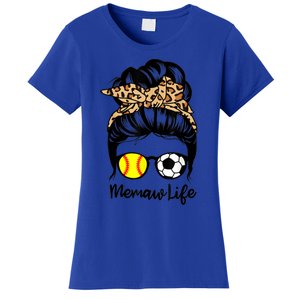 Memaw Life Messy Bun Hair Soccer Softball Memaw Gift Women's T-Shirt