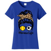 Memaw Life Messy Bun Hair Soccer Softball Memaw Gift Women's T-Shirt