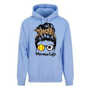 Memaw Life Messy Bun Hair Soccer Softball Memaw Gift Unisex Surf Hoodie