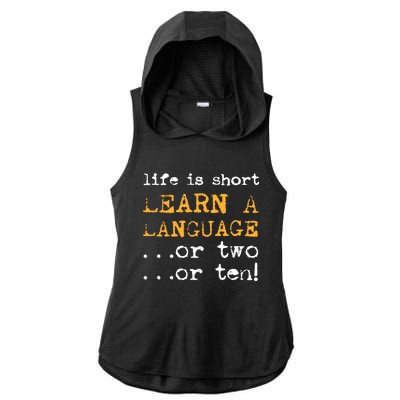 Multiple Language Multilingual Linguist Linguistics Polyglot Ladies PosiCharge Tri-Blend Wicking Draft Hoodie Tank