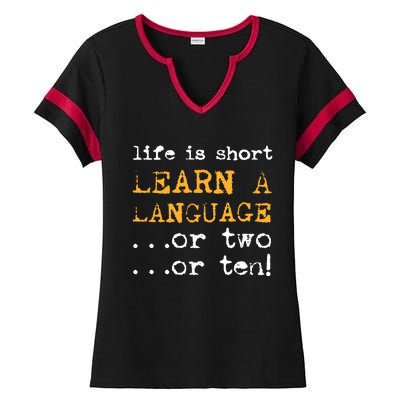 Multiple Language Multilingual Linguist Linguistics Polyglot Ladies Halftime Notch Neck Tee